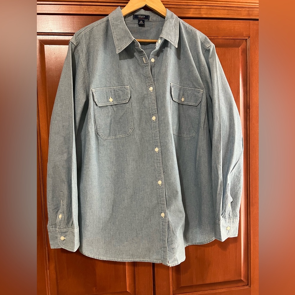 Chaps Cotton Denim Color Blouse Size 3X